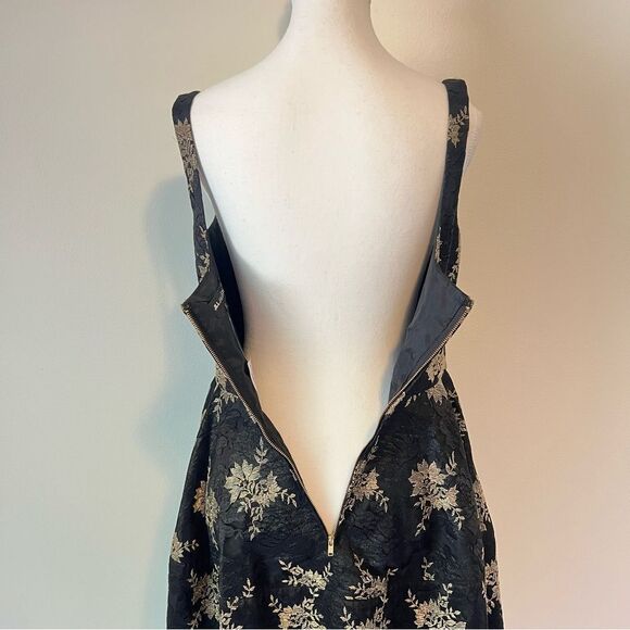 JILL STUART Floral Jacquard A-line Mini Dress NEW Size 6 Black & Gold - Picture 6 of 8